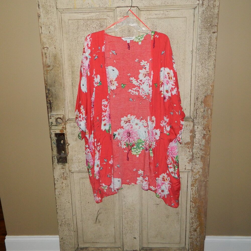 Davi & Dani Floral Open Front Kimono Size 3XL (VV-6)